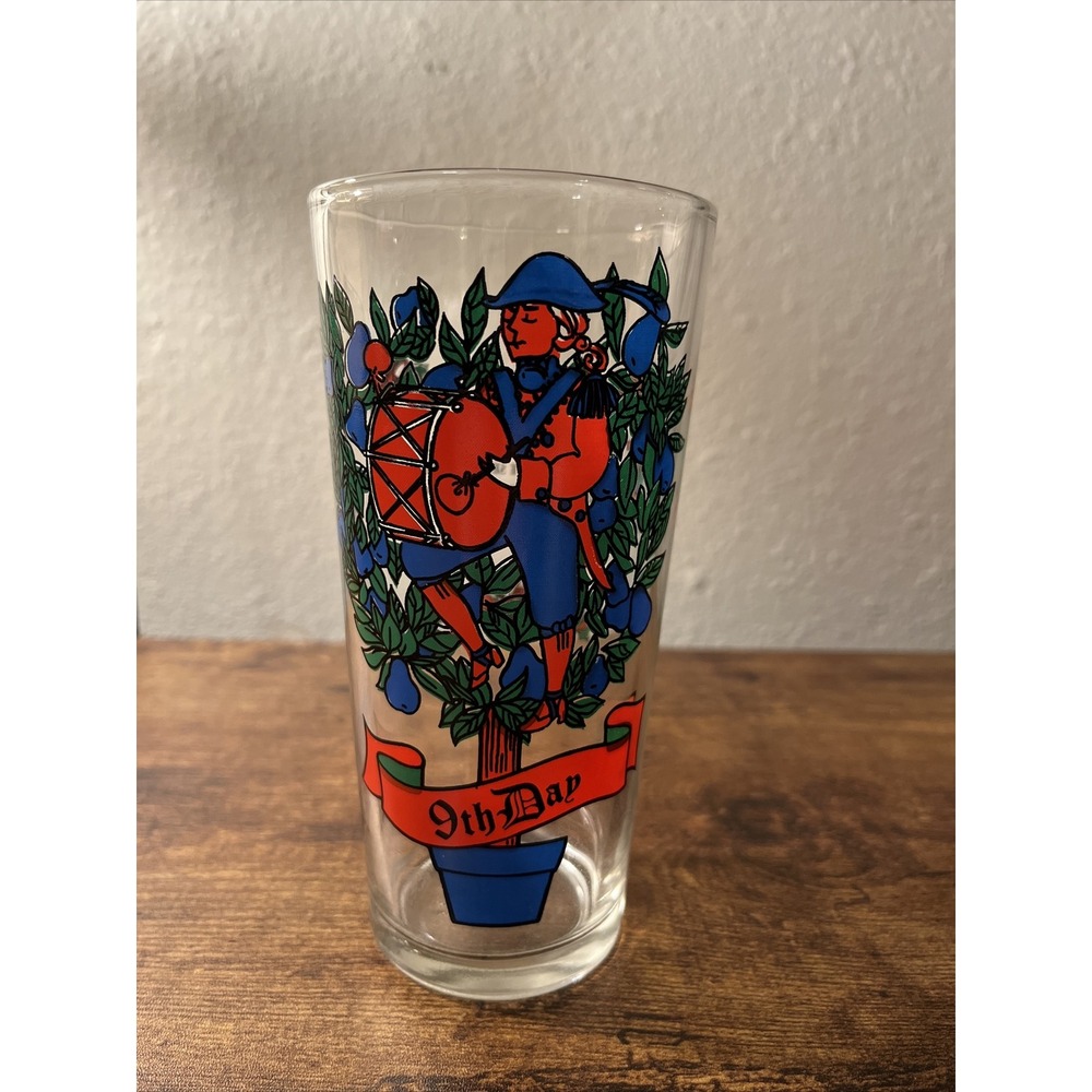 Vintage Pepsi Twelve Days of Christmas Glassware "9th day" Ninth 12oz Tumbler